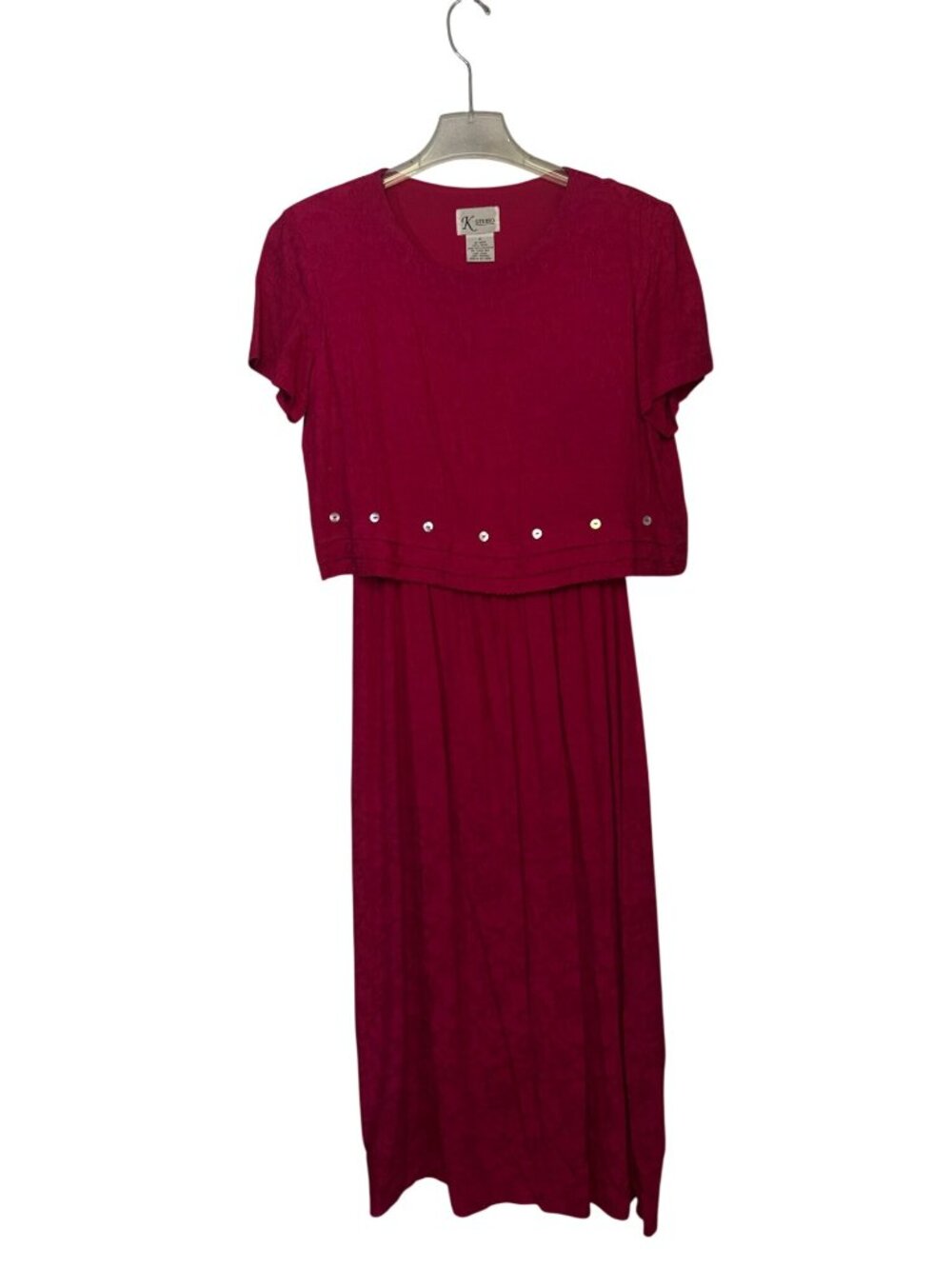 K Studio Womens Dress Red Size 10 Rayon Textured Short Sleeve Maxi